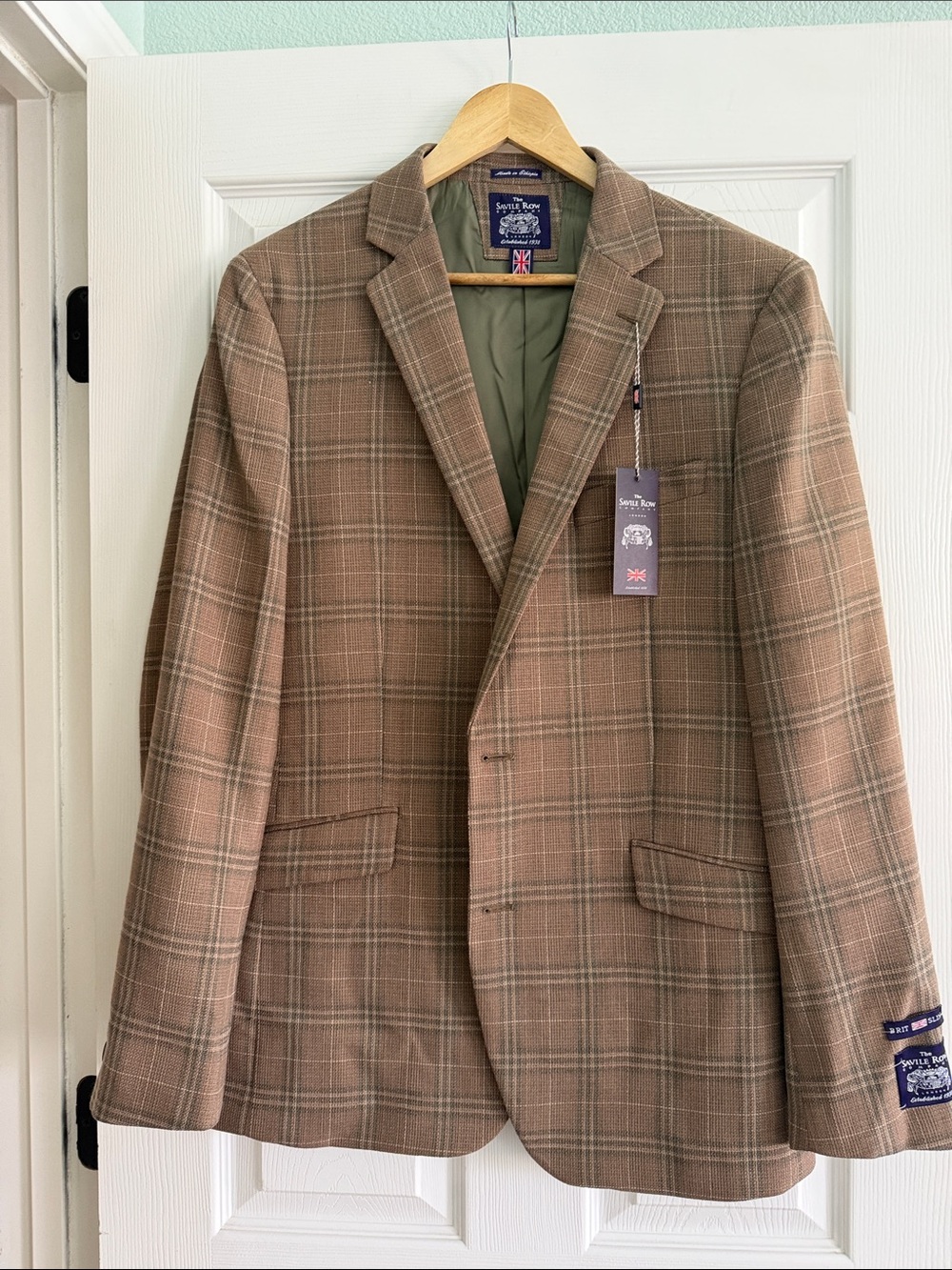 Saville Row Men's Brown Plaid Sport Coat